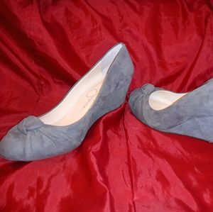 JESSICA SIMPSON SIENNAH SUEDE WEDGE PUMPS SIZE 7.5